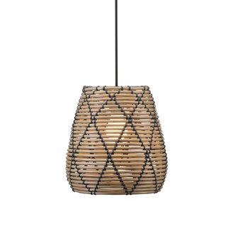 Zewnętrzne lampy rattanowe boho Lollo 28cm zapalona